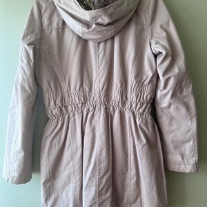 Kenneth Cole Reaction Raincoat in Khaki with Faux Fur Size S EUC